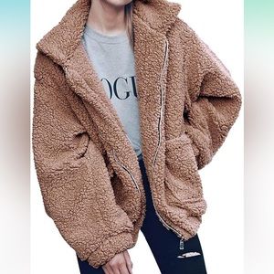 Faux shearling teddy bear jacket